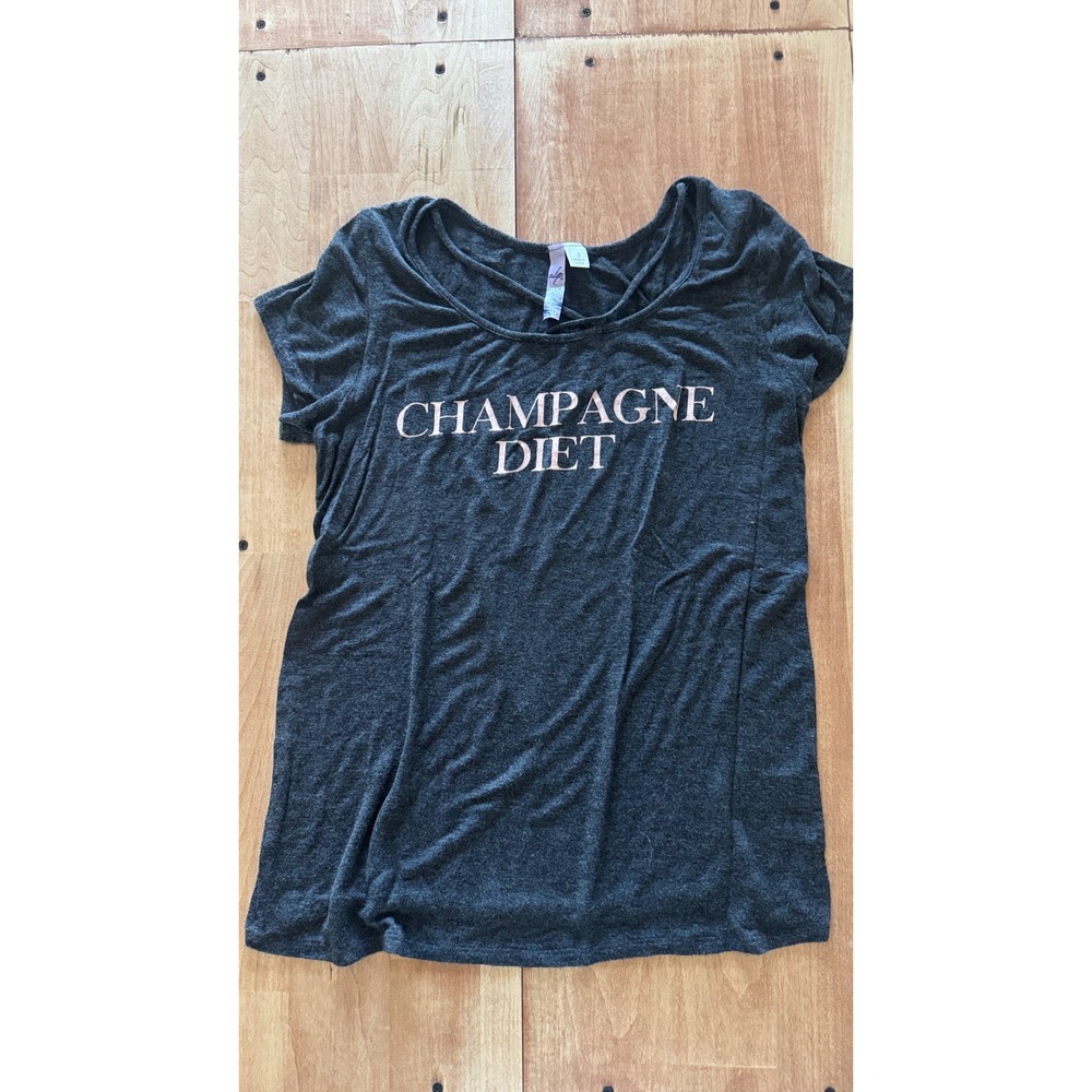 Alyx‎ Champagne Diet Graphic Tee Dark Gray Rose Gold Strappy Back Small